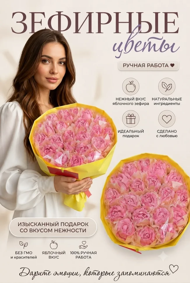  Букет Зефирный Размер XL розовый,350г в Екатеринбурге