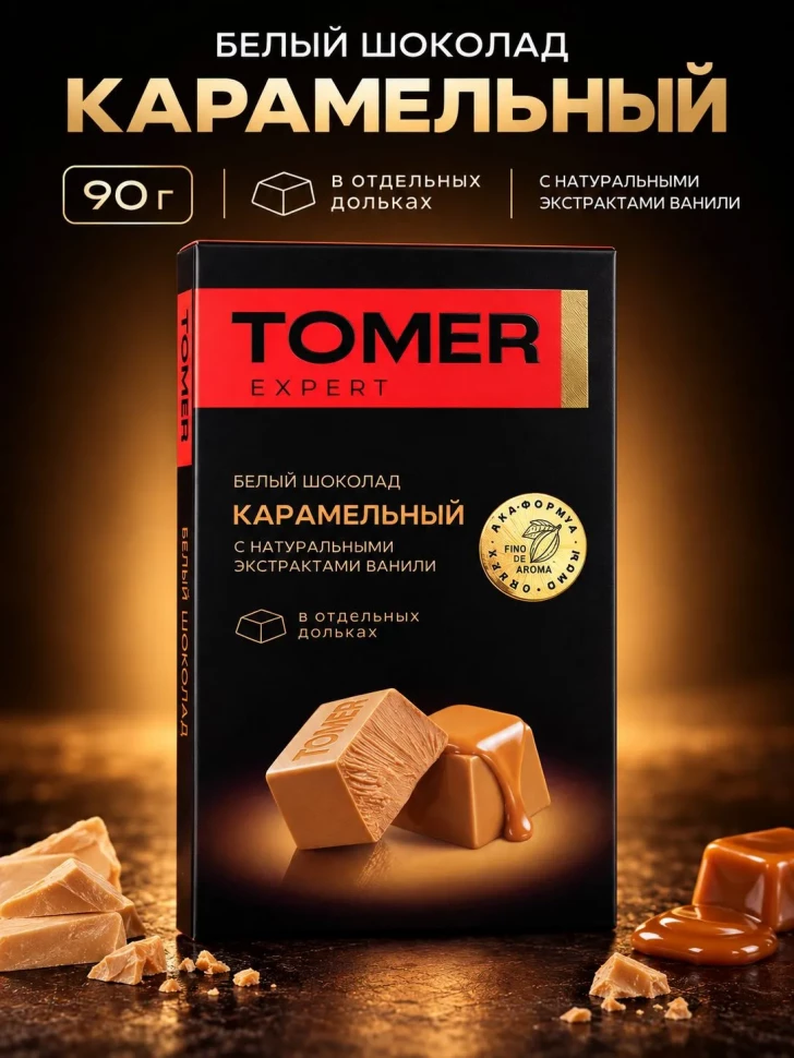  Фабрика Томер  Белый шоколад КАРАМЕЛЬНЫЙ, 90г  в Екатеринбурге