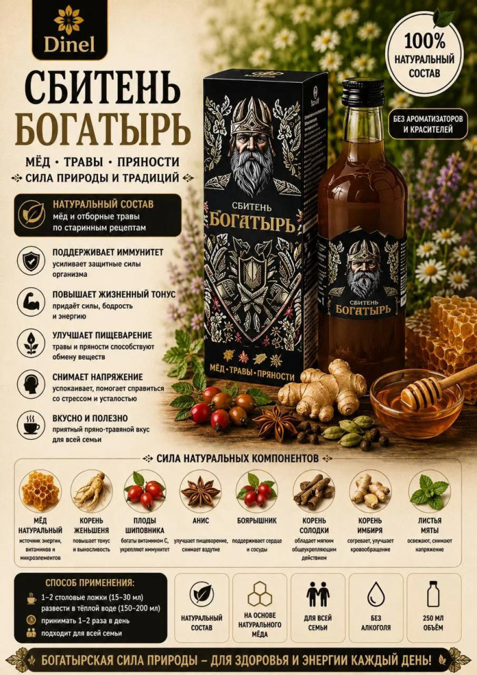  Сбитень Богатырь, 250мл  в Екатеринбурге