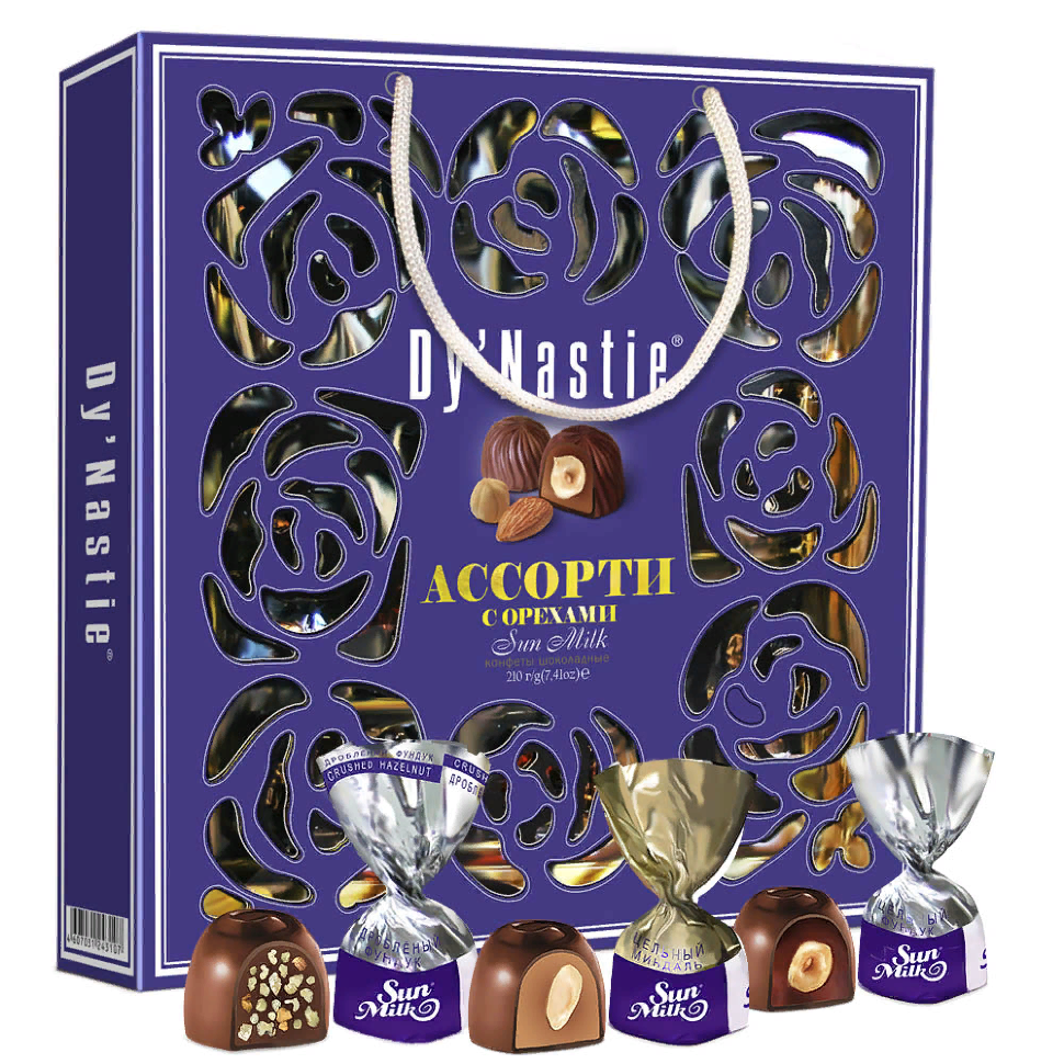 Династия Сумка Конфеты "Ассорти с орехами", 210г     в Екатеринбурге